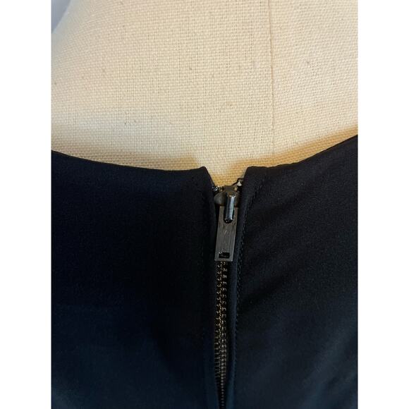 Vintage 40s 50s Black Rayon Crepe Draped Midi Dress Med Lg Rhinestone Belt - Picture 8 of 10